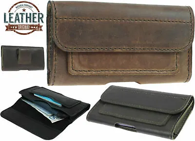 Classic Waist Pouch Handmade Of Cowhide Case Cover With 2 Pockets For Iphone • £41.88