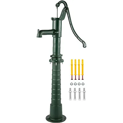VEVOR Hand Water Pump W/ Stand Well Pitcher Cast Iron Press Suction Garden Green • $152.99