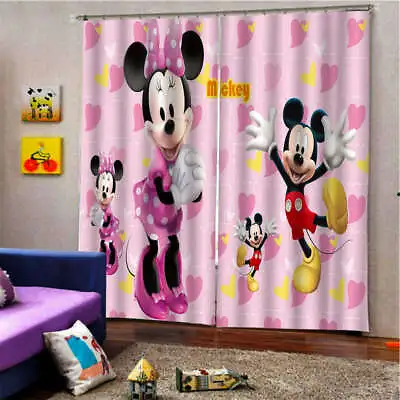 £51.76 • Buy Pink Butterfly Knot Mickey Mouse Printing 3D Blockout Curtains Fabric Window