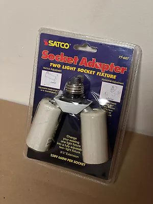 Satco SF77-607 Medium Screw Base Socket Adaptor Two Light Socket Fixture White • $24.99