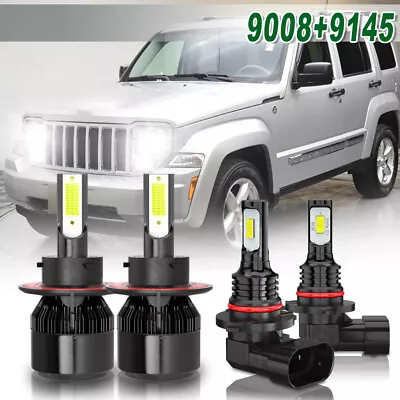 For Jeep Liberty 2008-2012 6000K LED Headlight Hi/Lo + Fog Light Bulbs Combo Kit • $23.99