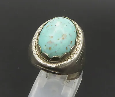 925 Sterling Silver - Vintage Antique Turquoise Cocktail Ring Sz 9 - RG24064 • $47.25
