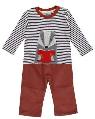 Lilly And Sid Unisex Badger Applique Long Sleeve Top With Cord Trouser 2pc Set • £14.95