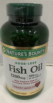 $21.95 • Buy Nature’s Bounty Odor-less Fish Oil 1200mg 200 Coated Softgels NEW SEALED