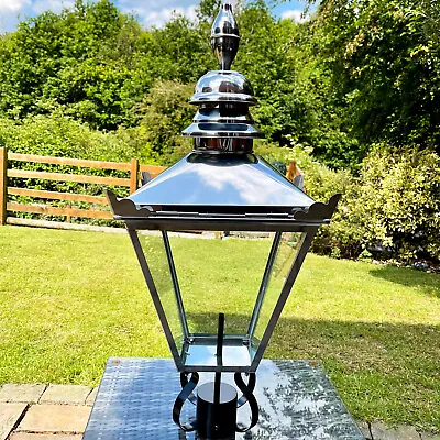 Stainless Steel Victorian Garden Street Post Lamp 90cm Lantern Top Metal Light  • £184.99