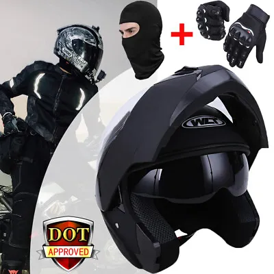 DOT Modular Helmet - Flip Up Full Dual Visor Racing Motorcycle ATV - M L XL XXL • $59.99