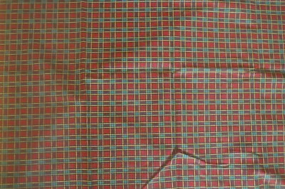 Vintage Christmas Medium Plaid Cotton Fabric W-45  L- 1.5 Yds • $5