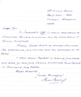 £15 • Buy Merv Harvey - Australia Test Cricketer - Signed Handwritten Letter.