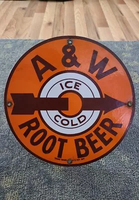 A&W Root Beer Vintage Advertising Gas Station Soda Porcelain Sign • $22.50