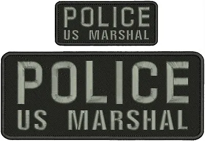 POLICE US MARSHAL Embroidery Patches  4x10 And2x5  Hook On Back  And Gray • $14.99