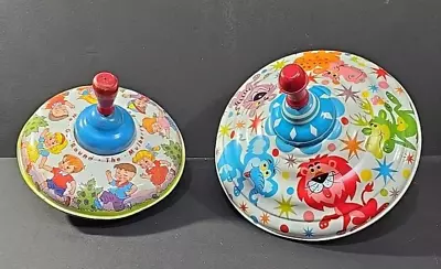 VTG Lot Of 2 Spinning Tops TOY Children's Game Tin & Wood OHIO ART USA • $29.99