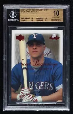 2001 Upper Deck Sweet Spot /1500 Mark Teixeira #138 BGS 10 PRISTINE Rookie RC • $58.89