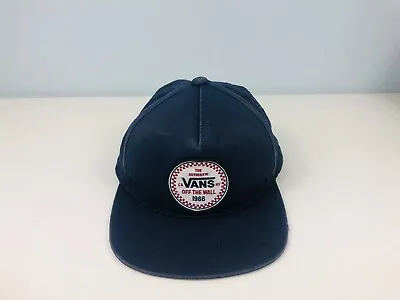 Vans Off The Wall The Authentic Navy Blue SnapBack Cap Hat Adjustable Size Small • $24.95