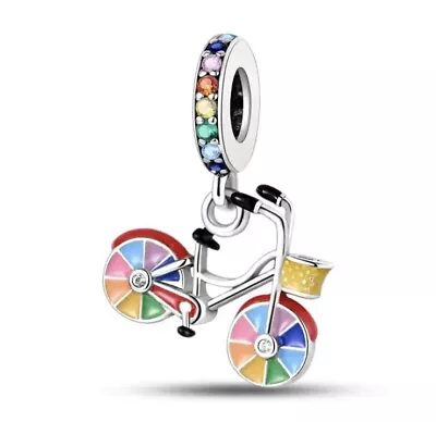 Bike Charm S925 Silver Charm For Bracelet Bicycle Charm Bicycle Jewelry • $21.95