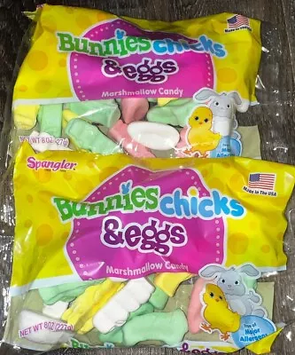 Bunnies Chicks ~ Spangler Marshmallow Candy Easter 2-Bags 8 Oz. Expires 06/2025 • $17.79