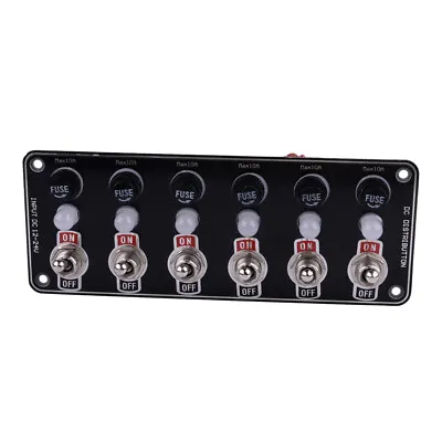 6 Gang Metal Rocker Switch Panel W/ LED Circuit Breaker Fuse Box Car Marine Boat • $28.52