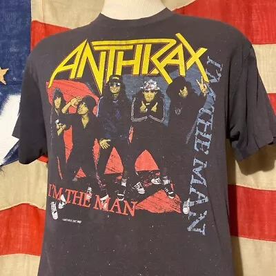 Vintage 80’s Anthrax “Im The Man” 1987 Thrash Metal Concert T Shirt Sz XL Thrash • $85