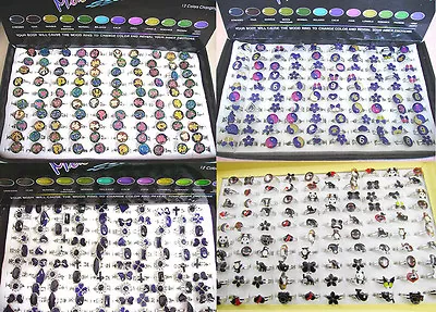 New Wholesale Lots 100Pcs Mixed Cartoon Shape Fashion Colorful Mood Finger Rings • $28