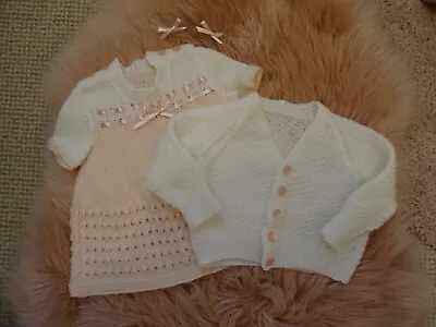 £20 • Buy Baby Girl Hand Knitted Sets (dress + Cardigan ) 2-4 Months