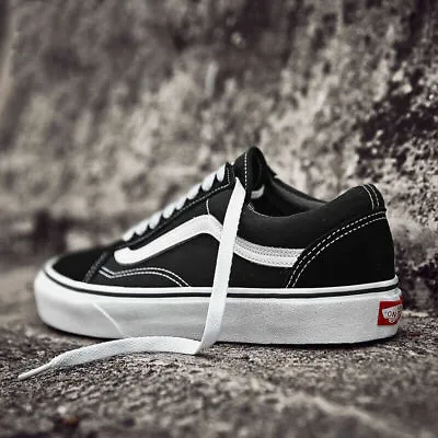 Mens Womens Canvas VAN Old Skool Skate Shoes Trainers Lace Up Sneakers Black UK • £22.79