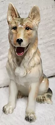 Gorgeous VINTAGE Porcelain GERMAN SHEPHERD Dog Figurine 10.5” One-Of-A-Kind RARE • $99.99