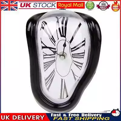 Melting Clock Modern Surrealistic Shelf Decor Distorted Clock (Black) • £9.21