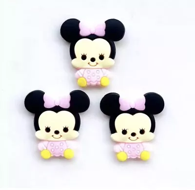 Minnie Mouse Flatback  Embellishment Pink Cute Bow Centre Crafts X5 UK • £3.55