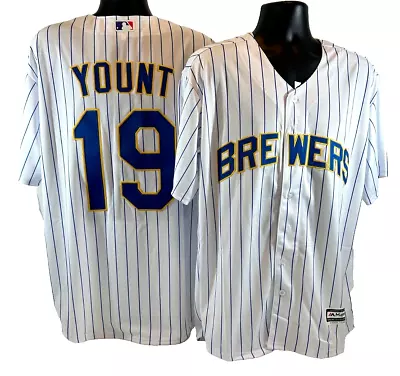 Robin Yount Jersey Milwaukee Brewers #19 White Majestic Replica Jersey • $54.95