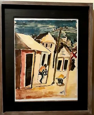 Joseph Thony Moise Exquisute Haitian Watercolour  1970 Image 10 1/14 X 12 1/2in • $950