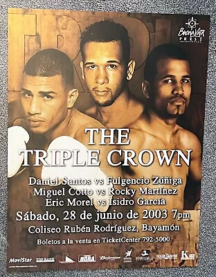 2003 DANIEL SANTOS/ERIC MOREL/MIGUEL COTTO Fight POSTER Boxing PUERTO RICO *Rare • $65