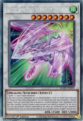 £142.89 • Buy MAZE-EN019-CR Accel Synchro Stardust Dragon :: Collector's Rare 1st Edition Mint