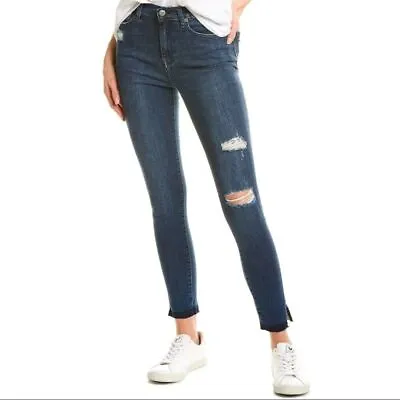 Free People NEON BLONDE Bombshell Vanity Distressed High Rise Skinny Jeans NWT  • $72.86