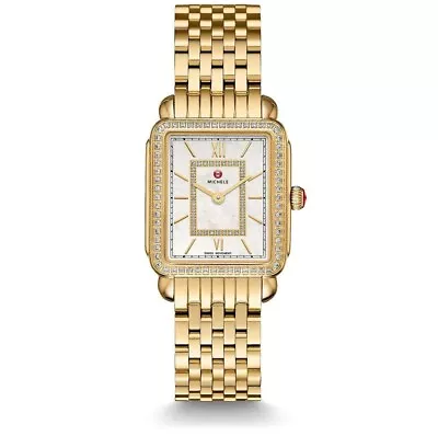 Michele Deco II Mid Size 26 Mm Gold Tone Diamond Bezel Diamond Dial Ladies Watch • $1500
