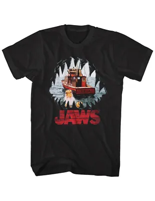 Jaws 70's Thriller Movie Orca Boat In Bad A$$ Looking Shark Mouth Men's T Shirt • $39.66