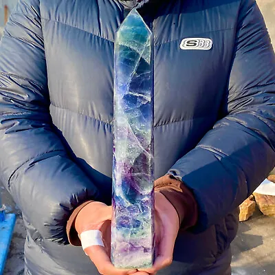 5.6LB Natural Fluorite Crystal Column Magic Wand Obelisk Point Earth Healing • $32.88