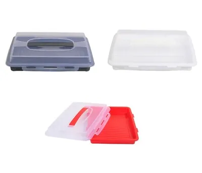 Small Rectangular Cake Carrier.  Portable & Lockable Food Storage Container. • £9.95