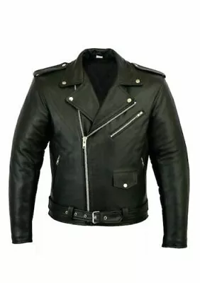 Mens Genuine Leather Biker Jacket Motorcycle Jacket  FREE SHIPPING! • $56.85