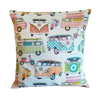 Cushion Cover Happy Camper Van Scooters Tutti Frutti Design 14  16  17  18  20  • £8.45