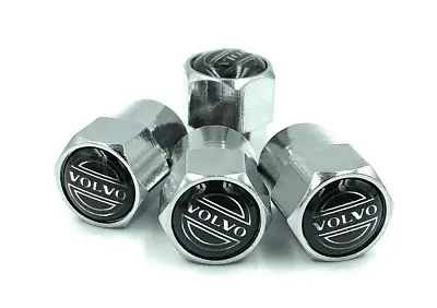 For Volvo Wheel Tire Valve Caps Stems Air Dust Caps Hexagon Shape Silver 4pcs • $26.99