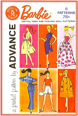 Vintage 1961 Barbie Clothes Pattern Reproduction Advance 9938 Uncut • $9.95