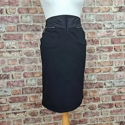 Peter Golding Skirt Black UK 12 Above Knee Length Pencil Corset Cotton Stretch • £14