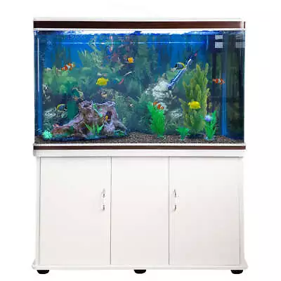 MonsterShop Fish Tank Aquarium & Starter Accessories White Cabinet Natural • £699.99