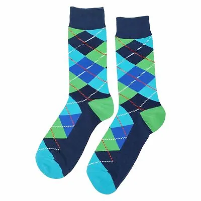 NWT Fresh Argyle Dress Socks Novelty Men 8-12 Blue Crazy Fun Sockfly • $8.99