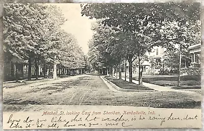 Mitchell Street & Sheridan Kendallville Indiana B&W Town View Postcard 1641 • $12.95