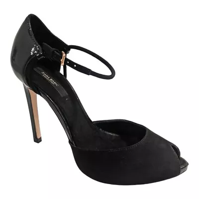 Zara Basic Collection Black Patent/Suede Peep Toe Sandals 7.5 (38) • $55