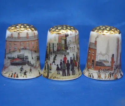 £9.95 • Buy Birchcroft Thimbles -- Set Of Three  -- Gold Top L S Lowry Paintings