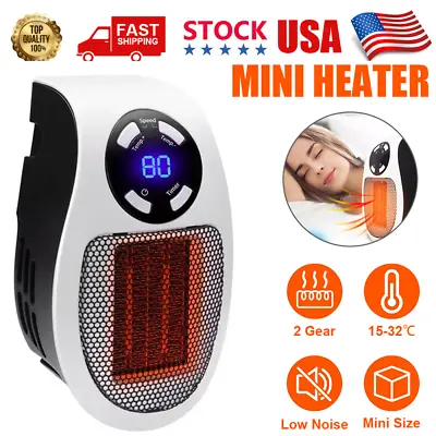 $12.99 • Buy Portable Plug In Wall Space Heater Digital Timer Electric Personal Heater Fan US