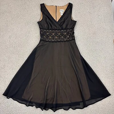 Vintage Y2K Slip Dress Womens 10 Large Black Chiffon Lace Formal Cocktail • $23.62