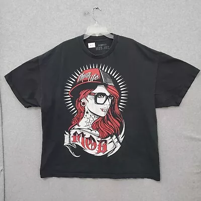 Mob INC Men T-Shirt 3XL Black Graphic Thug Life Red Head Girl Diamond Star Tee • $13.92