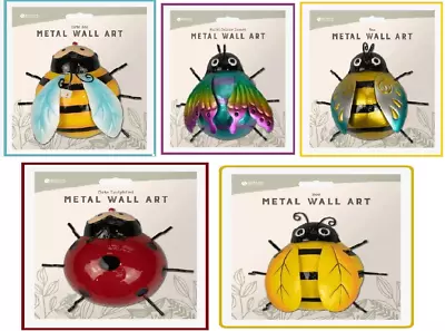 Metallic Wall Art Decoration Multi-Color Insect Painted Indoor/Outdoor (Garden) • £6.15
